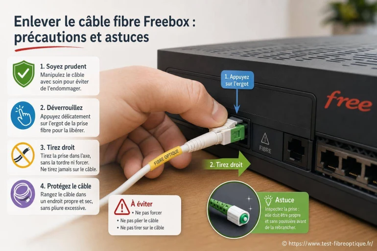 Enlever le câble fibre Freebox : quelles précautions prendre et astuces à connaître