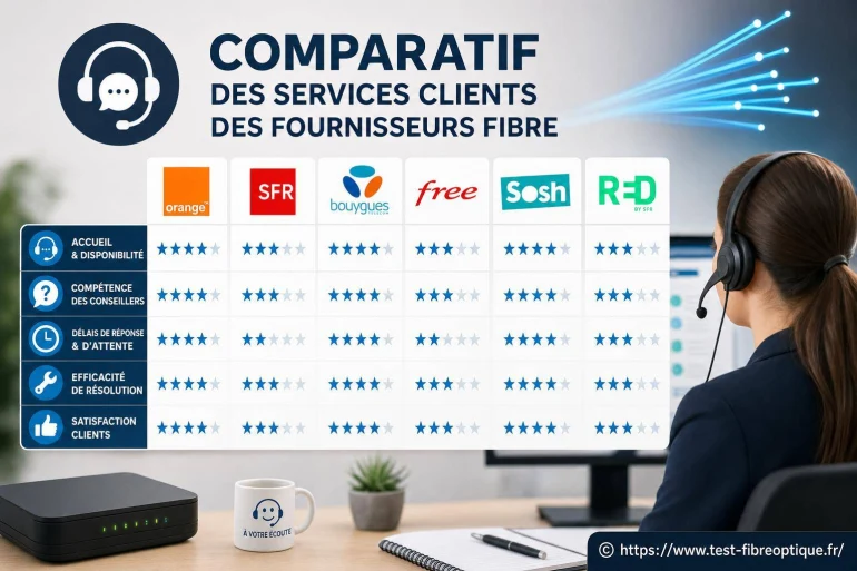 Comparatif des services clients des fournisseurs fibre