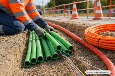 Préparer les gaines et fourreaux pour la fibre souterraine