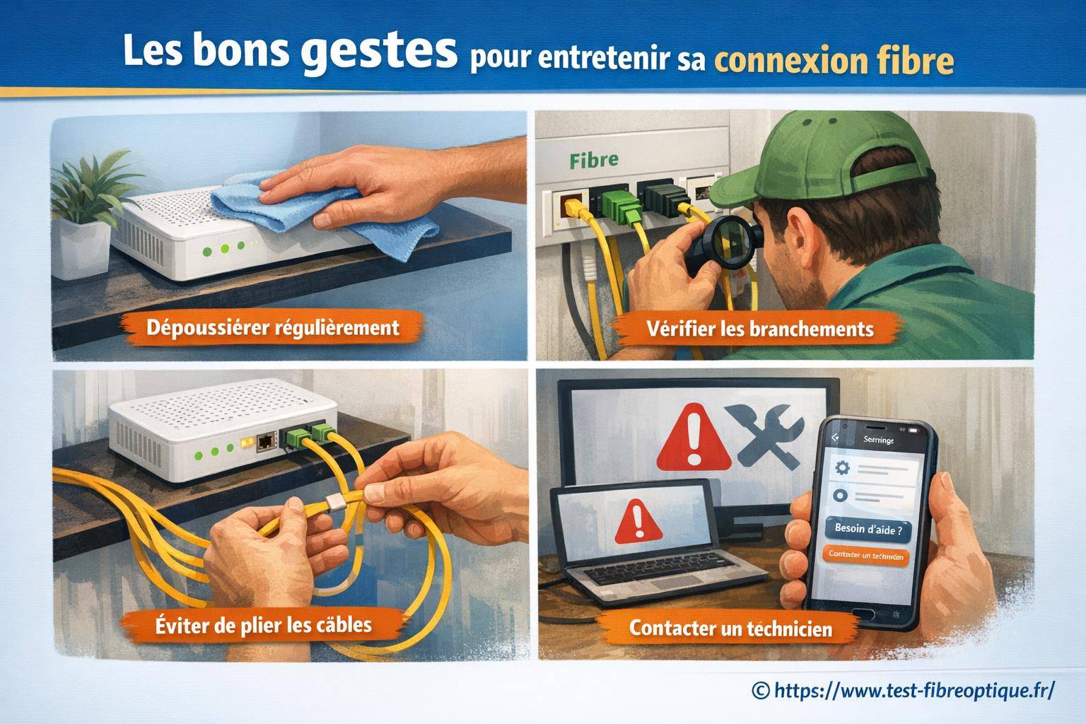 Les bons gestes pour entretenir sa connexion fibre efficacement