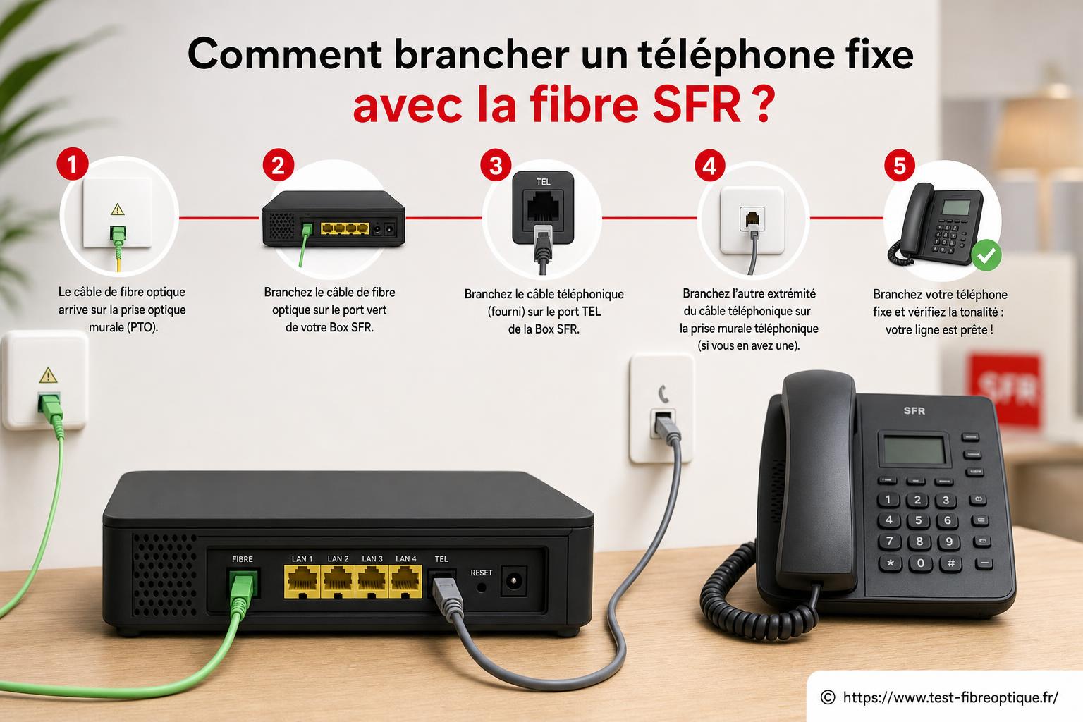 Comment brancher un téléphone fixe avec la fibre SFR ?